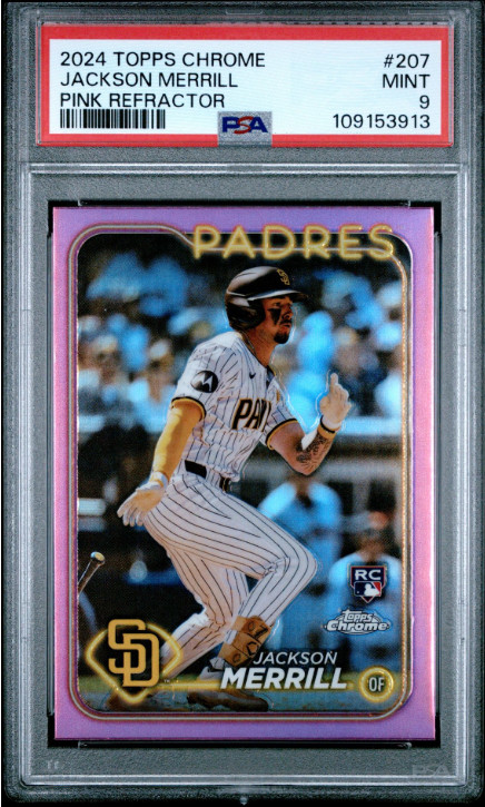 2024 Topps Chrome Pink Refractor Jackson Merrill 207 - PSA 9