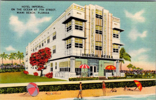 MIAMI BEACH, FLORIDA - HOTEL IMPERIAL - VINTAGE LINEN ADVERTISING POSTCARD