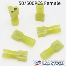 Insulated Nylon Female Electrical Wire Spade Terminals Crimp Connector 50/500pcs