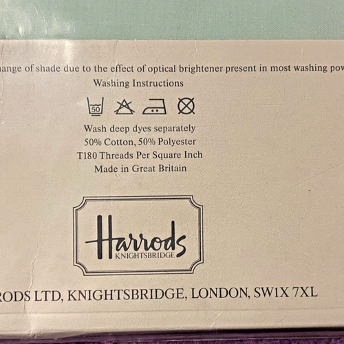 Harrods Percale Collection Flat Sheet Aqua Single (3ft) Bed New Old Stock - Picture 7 of 12