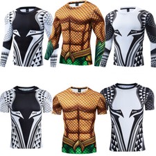 Movie Aquaman   T-Shirts Cosplay Superhero Arthur Curry Mens Cool Top Tee Shirt