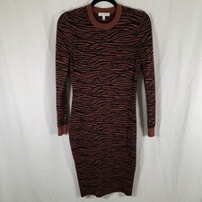 Express Negin Mirsalehi Sweater Dress Womens Medium Brown Animal Print Crew Neck