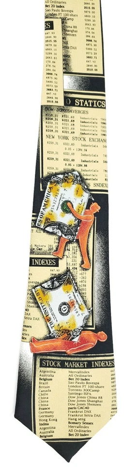 EUC Stock Market Indexes Mens Necktie Investor Stockbroker Money Black Neck Tie - Image 3 of 4