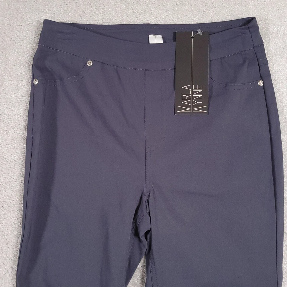 Calça legging feminina Marla Wynne 2 cinza cintura média bolsos magros EUA - Imagem 3 de 4