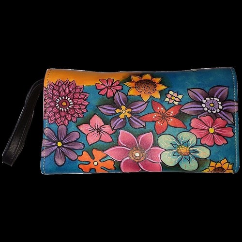 Swank Bags Leather Hand Painted Woman's Purse/Wallet, Flowers, AB-HP-950 - Picture 5 of 7