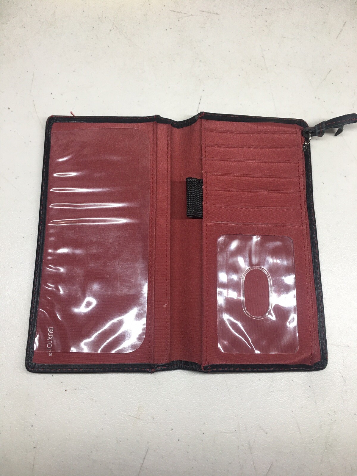 Vintage Buxton Leather Checkbook Cover Card ID Window… Gem