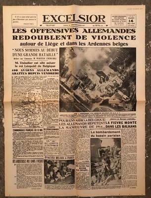 N167 La Une Du Journal Excelsior 14 Mai 1940