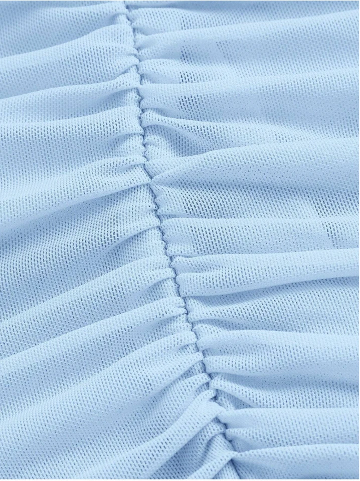 Vestido ceñido al cuerpo cami de malla acanalada azul bebé MOD talla XS S M L Foto 4 de 4