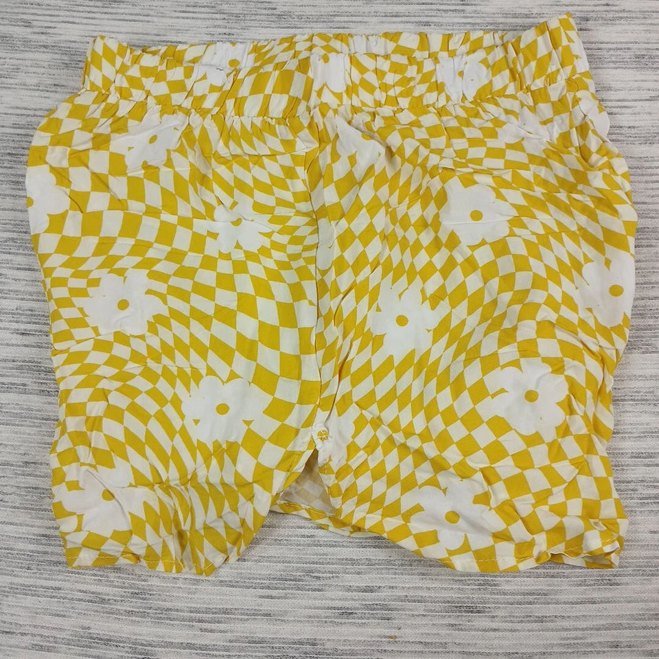 Nuevo Pantalones Cortos Rue 21 Para Mujer Amarillo Cuadros Elastizados Talla Mediana Verano Divertidos Informales Foto 2 de 4