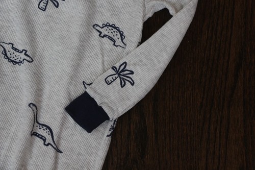SLEEPER~Carter's Cotton Waffle FOOTED sz: 24 month NEW w tag Cream+Navy Dinosaur - Picture 8 of 9