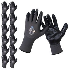 GlovBE 6/12/120 Pairs Mechanic Work Gloves, Nitrile Coated Oil  Gas Resistant