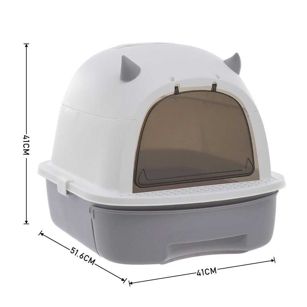 Extra Large Hooded Litter Tray Cat Toilet Litter Box With Drawer Pet