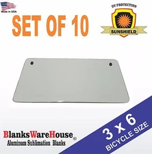 3" x 6" Bicycle License Plate Blanks Dye Sublimation, Blanks 10 pieces 