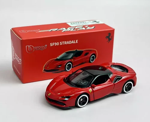 Bburago 1:64 Rojo Ferrari SF90 Carreras Modelo Deportivo Juguete Diecast Metal Coche Nuevo - Imagen 3 de 5