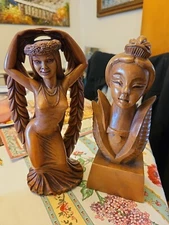 Vintage Coco Joe's MAILE LAKA Hula Dancer Hapa Wood & Monkey Pod Hawaii Figure 