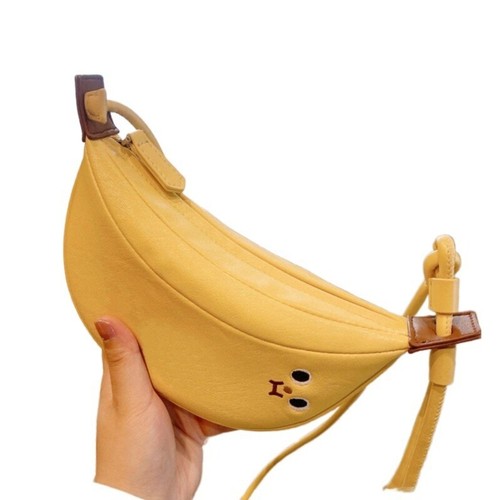 Creative Banana Shape Crossbody Bag PU Leather Satchel Purse For Women And Teens - Picture 3 of 8