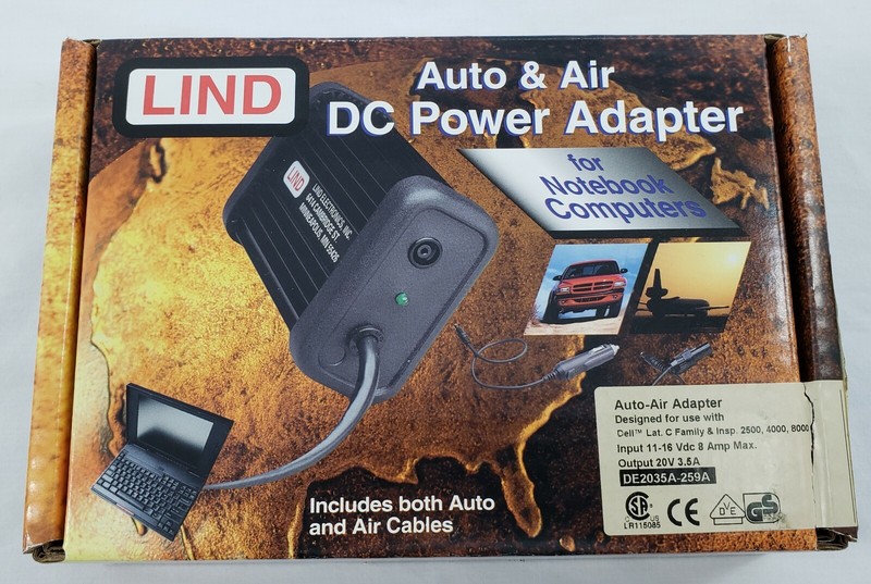 LIND Auto & Air DC Power Adapter for Laptops Includes Both Auto & Air Cables