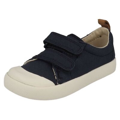 Infant Jungen Clarks Hook & Loop Maschinenwaschbare Canvas Doodles Halcy Hoch 18