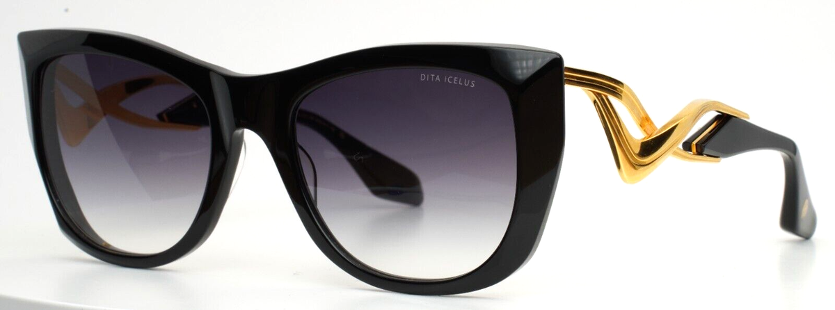 DITA Icelus DT438-A-01 Black Yellow Gold Womens Semi Cat Eye