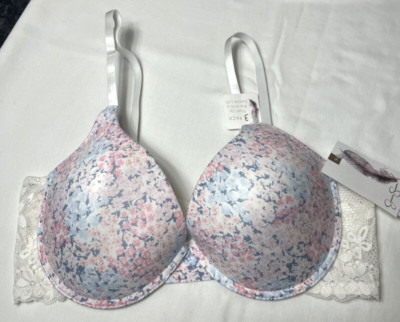 Jessica Simpson Push-Up Bra with Gentle Lift Cream Floral Size 36C NWT