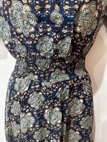 JCL Blue And Orange paisley maxi dress with short sleeves and elastic waist - Picture 4 of 7