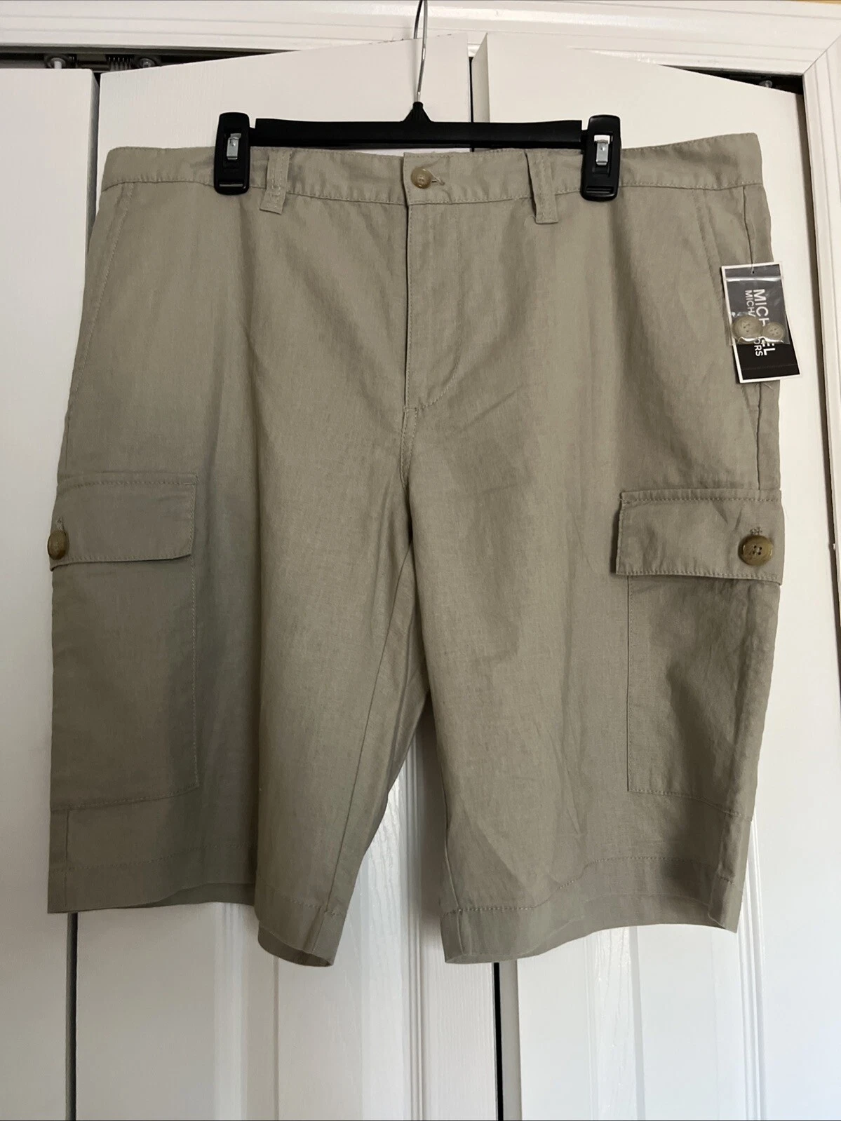 NWT~Michael Kors~LOGO~Beige~Chino Linen Cotton Shorts Size 38