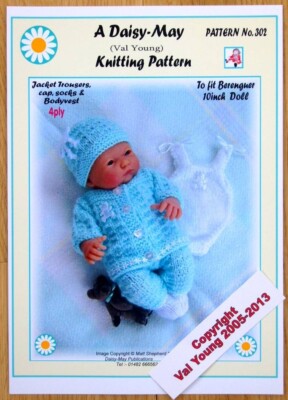 PUPPEN STRICKANLEITUNG Nr. 302 passend für Berenguer 8 Zoll oder ähnliche Puppe. von Val Young