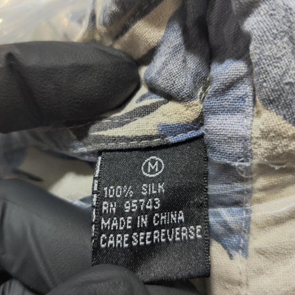 Camisa Icono Seda De Colección Hombres Talla M Hawaiana Floral Palma Lavable Seda Manga Corta Foto 4 de 4