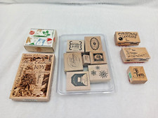 17 Rubber Stamps Wood Mounted CHRISTMAS Themed-variety