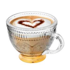 Tazza in vetro per caffè e tè su piede dorato Altom Design Daisy 430 ml