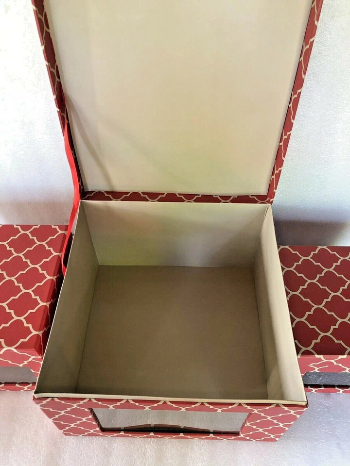 Container Store 4 box Set China Dishes STORAGE Windows & Hinged Lids - Nesting - Image 3 of 4