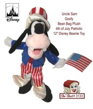 Disney Goofy Uncle Sam Plush 12" Patriotic 4th of July Bean Bag Toy - VGC
