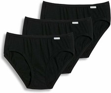3 WOMEN'S FRENCH CUTS PANTIES JOCKEY COVERED WAISTBAND 3-BLACK COTTON SIZE 9