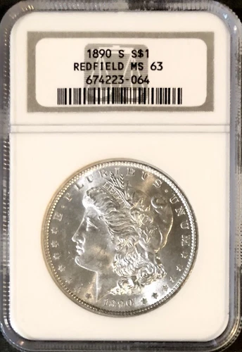 1890-S $1 MORGAN SILVER DOLLAR NGC MS63 COIN LAVERE REDFIELD PEDIGREE COLLECTION