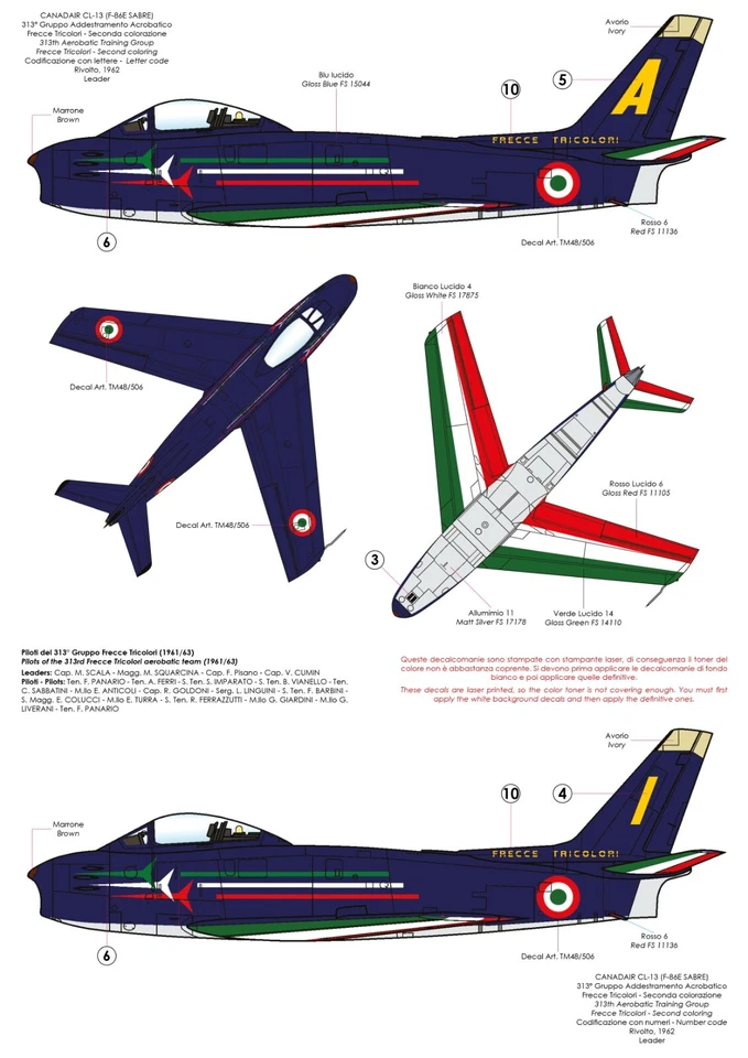 TAURO MODEL TM48/530 PATTUGLIA ACROBATICA FRECCE TRICOLORI F-86, G 91 SCALA 1:48 - Immagine 4 di 4