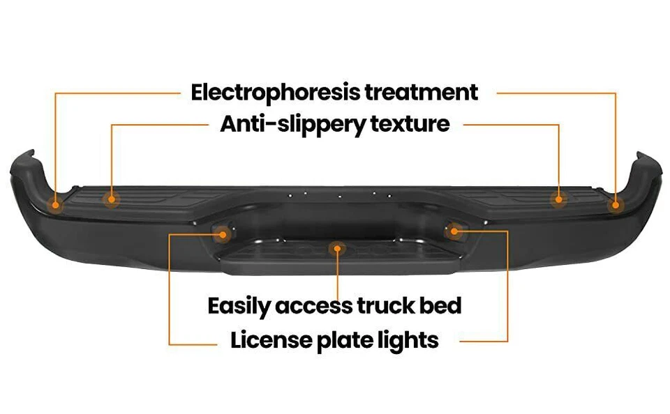 Complete Black Rear Step Bumper Assembly For 2005-2015 2007 2011 Toyota Tacoma - Image 4 of 4