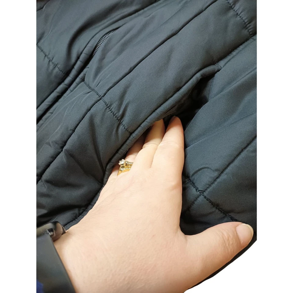 Athletic Works Black Quilted Puffer Coat Size Medium Zip Front Mock Neck - Image 4 of 4