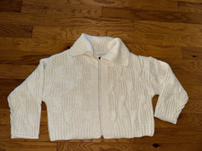Universal Thread Chunky Cable Knit Open Cardigan Off White Sweater Womens L
