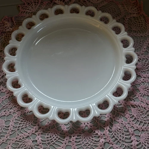 Vintage X-Large Lace Scallop Edged Anchor Hocking Milk Glass Platter