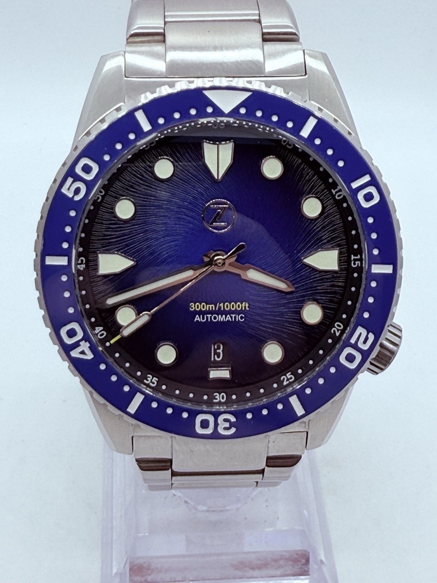 Zelos MAKO V3 300M 40mm Auto Dive Watch 'MIDNIGHT BLUE' Dial/Custom Blue  Bezel