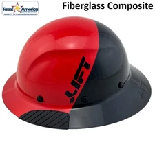 DAX Fiberglass Composite Full Brim Lift Safety Hard Hat 50/50 Black and Red