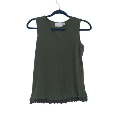 Vintage Jaclyn Smith Womens Classic Olive Green Sleeveless Top Size M Fairycore