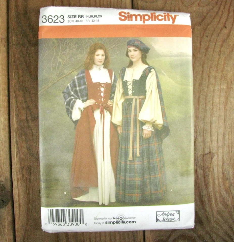 Scottish Historical Dress Costume Sewing Pattern Simplicity 3623 Size 14-20 UC - Image 2 of 4