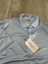 Collars and Co Relaxed Short Sleeve Polo Blue Window Check L NWT..