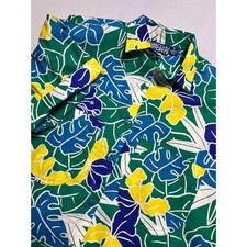 Vintage Jaclyn Sport Womens Tropical Button-Up Shirt Size Small Vaca Summer