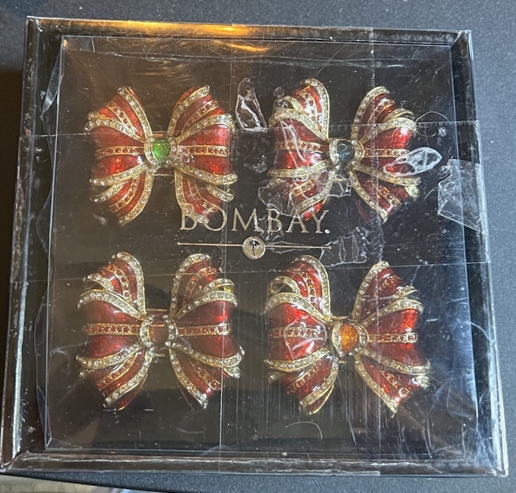 Bombay Company Jeweled Bow Napkin Rings Set of 4