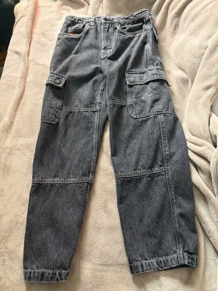 EMPYRE Men’s Baggy Grey Cargo Pants Size 28 Authentic Skater Streetwear - Image 2 of 4