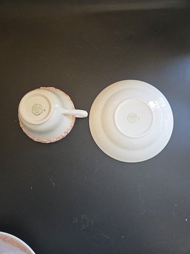 wedgwood queensware pink on cream color cup and saucer set. - Picture 8 of 10