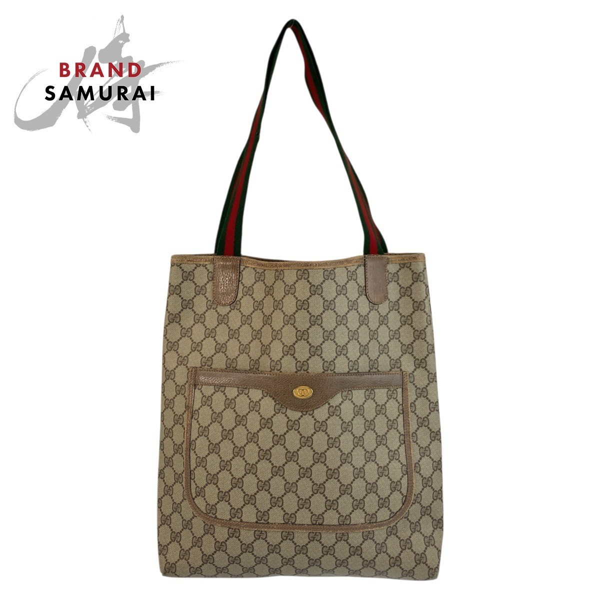 GUCCI Vintage Sherry Line Beige GG Supreme Canvas 39 02 003 Tote Bag Shoulder Ba