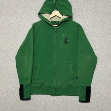 Sector 9 Hoodie Men's Medium Green Full Zip Fleece Lined Y2K Skater